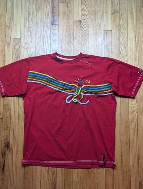 Coogi Shirt Men's 3Xl Red Heavyweight Embroidered Graphic Streetwear